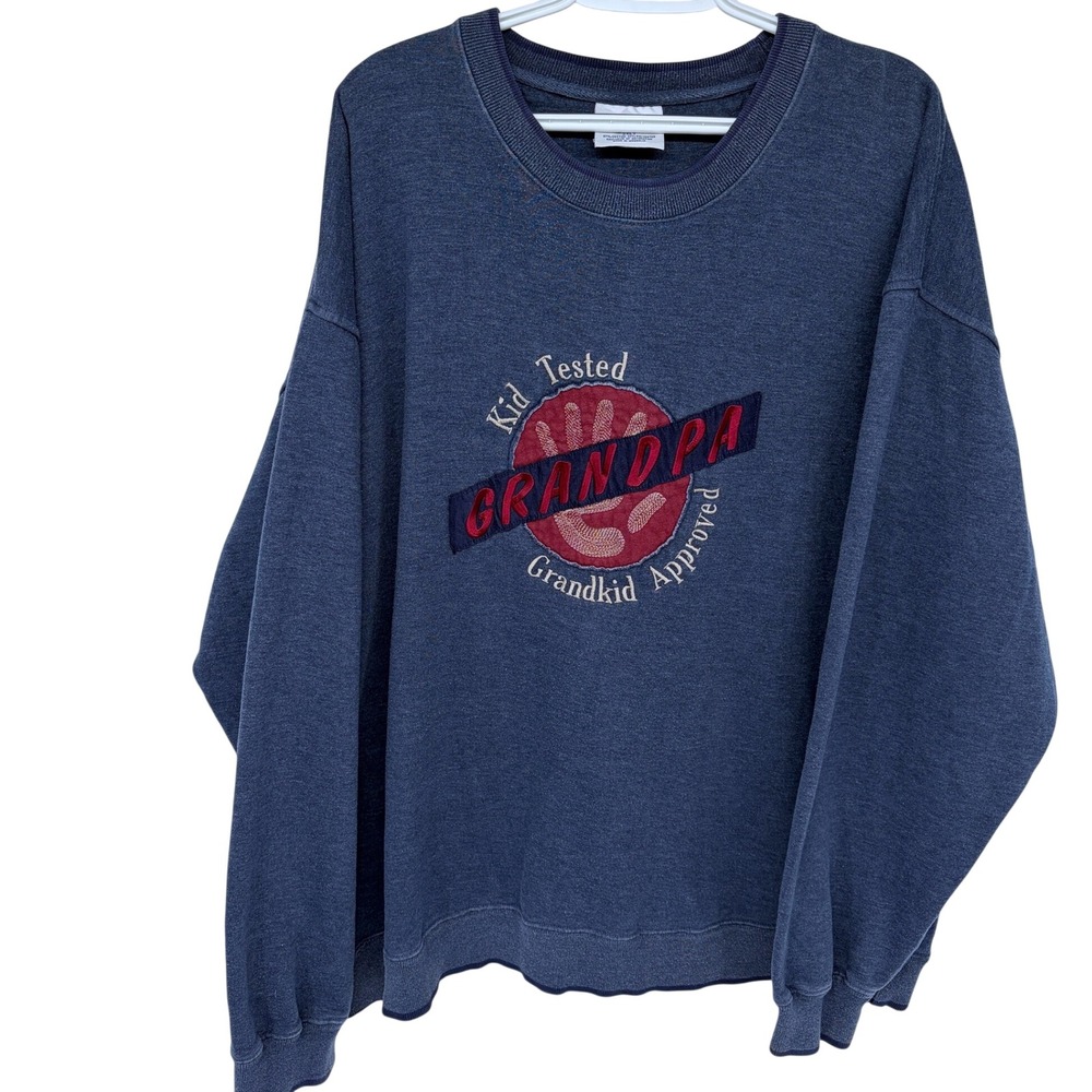 Vintage MCCC Sport Grandpa Sweatshirt 2XLT Crewneck Mens Navy‎ Blue Embroidered